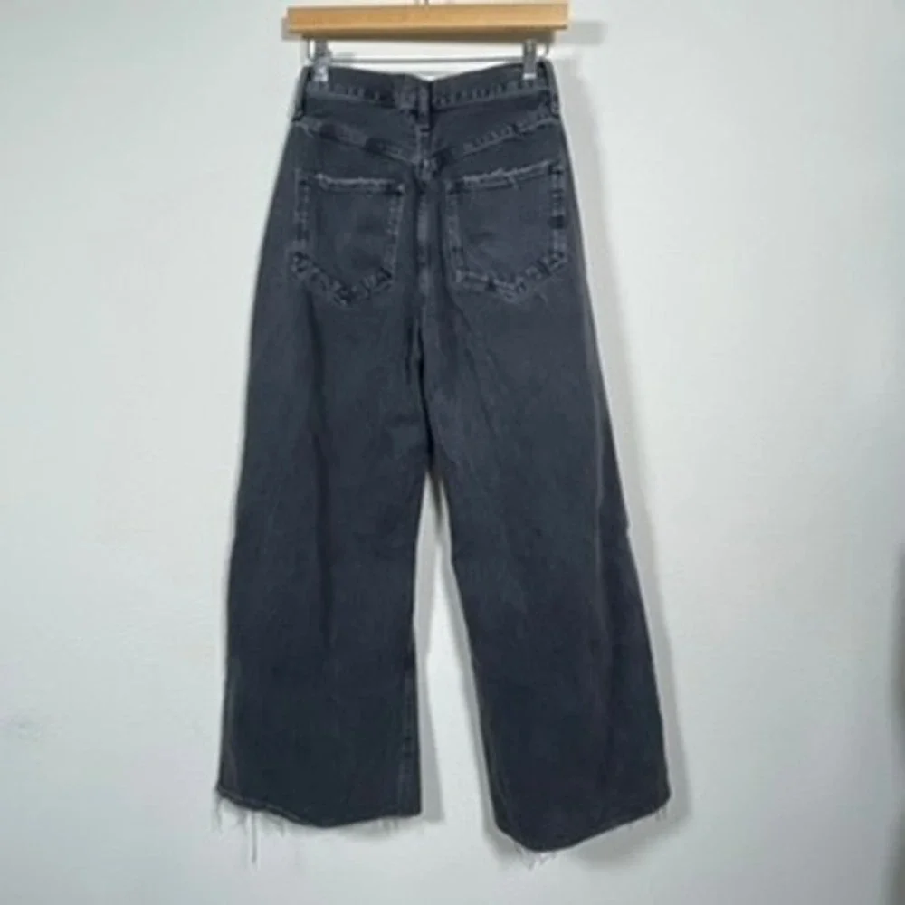We the Free Wide Leg Jeans Women 24 Black Street Grunge Boho Distressed